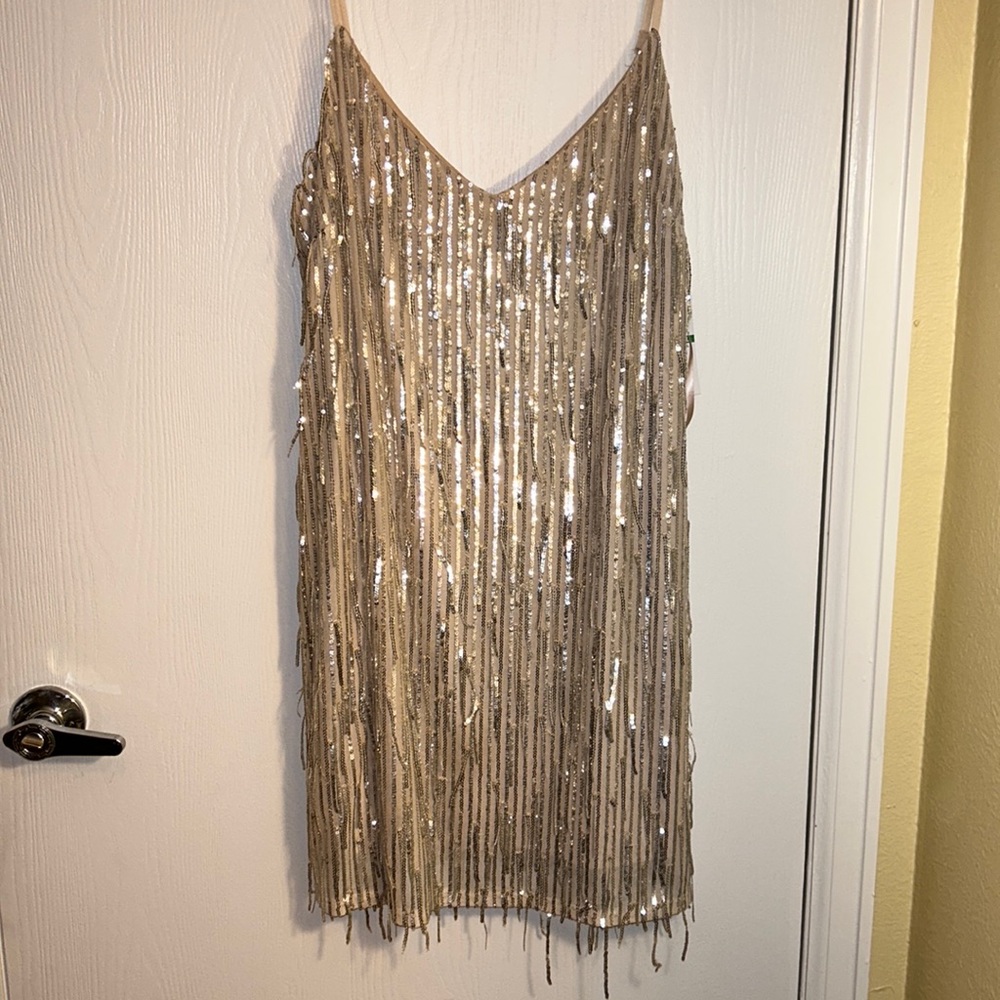 Sequin nude party cocktail dress